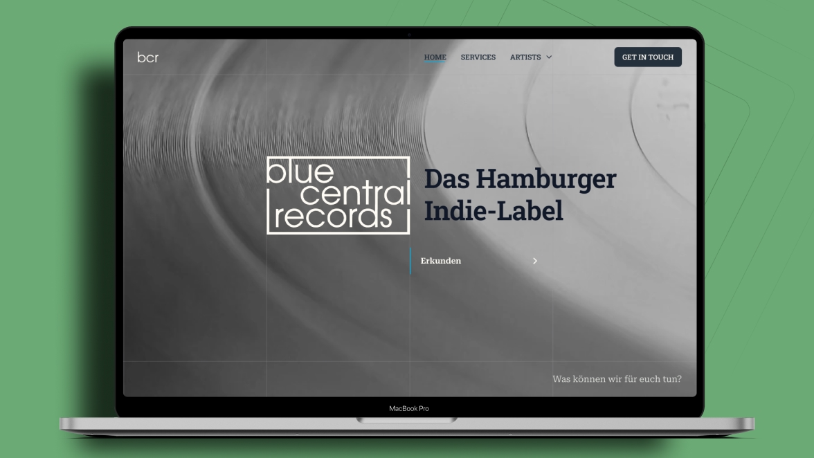 Landing page for Blue Central Records