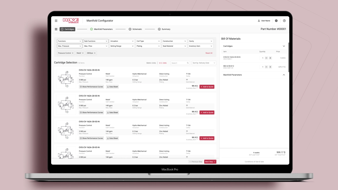Product selection page on PC