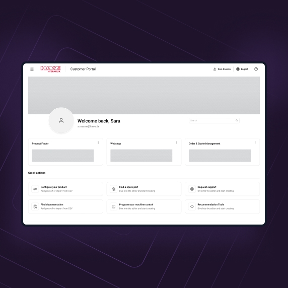 Wireframe of the future customer portal vision.
