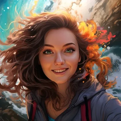 Colorful AI generated avatar of Sara