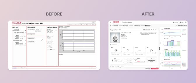 Before and after interface mockup