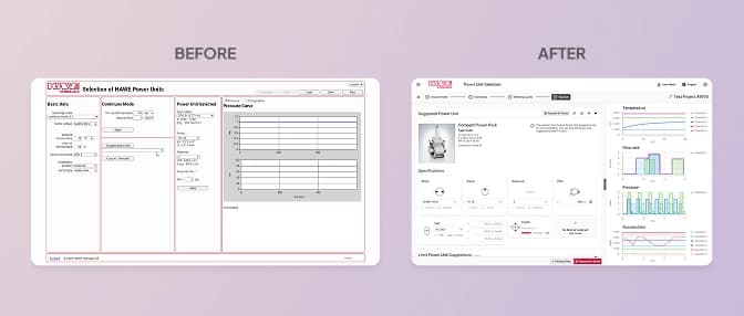Before and after interface mockup